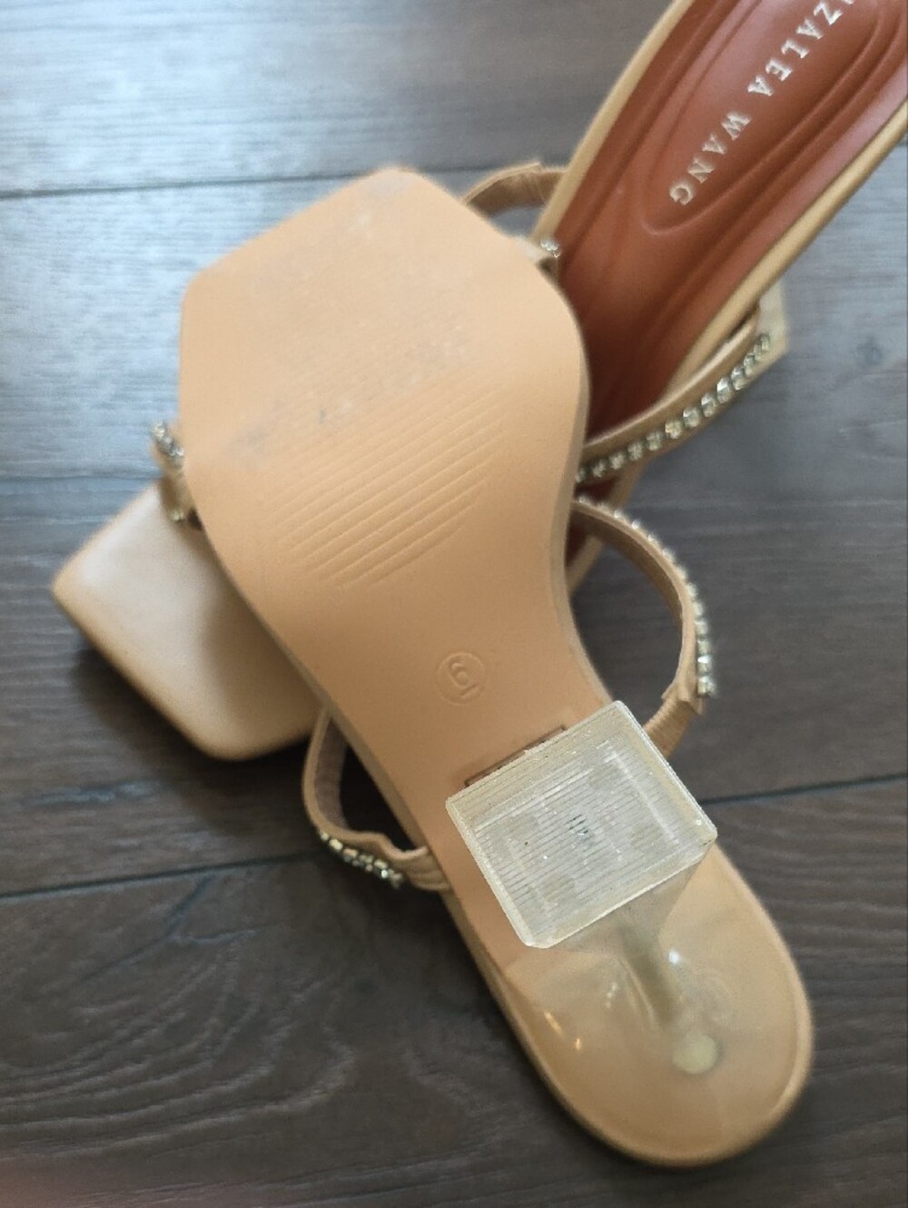 Akira Nude Rhinestone Strap Heeled Sandals - Picture 8 of 8
